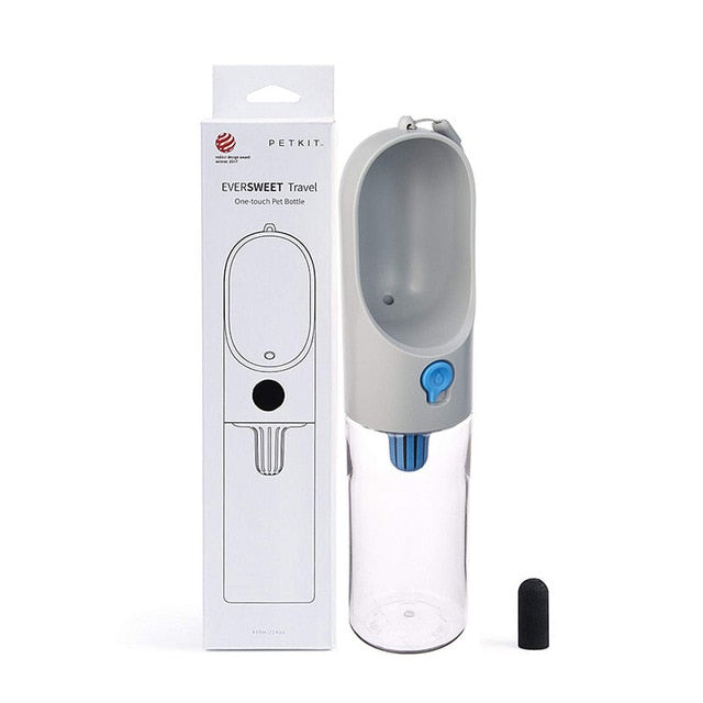 Botella de Agua Portátil para Perros y Gatos con Filtro — Dispensador de Viaje 400ml
