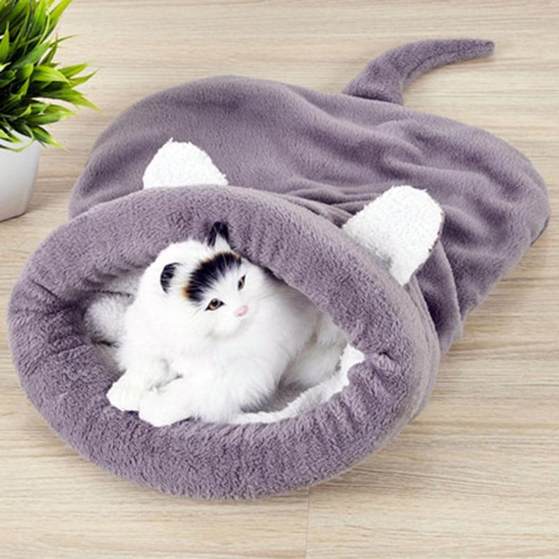 Saco de Dormir de Forro Polar Cálido para Gatos