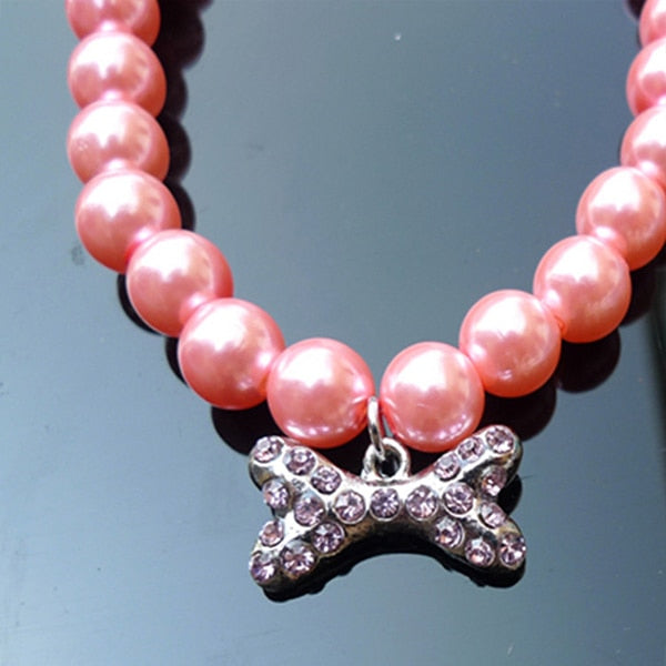 Collar de Perlas y Strass para Perros Pequeños