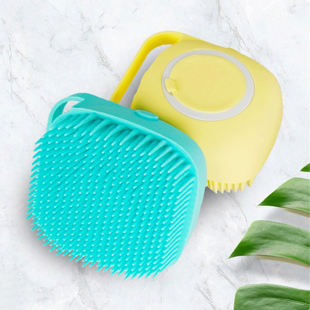 Cepillo de baño de silicona con dispensador de champú