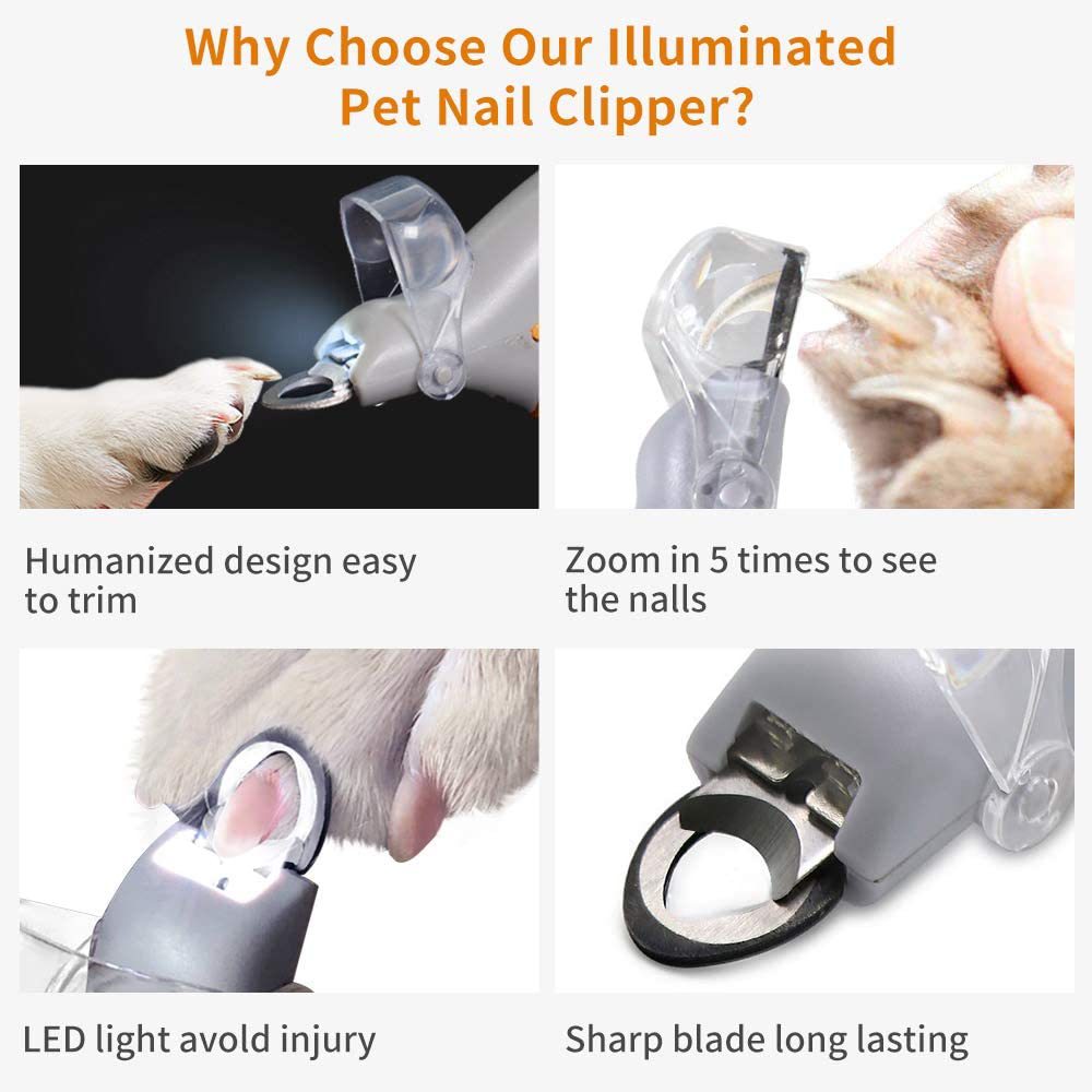 Peti Nail clipper Pet LED Lighted Nail Clipper Cat & Dog Cleaning Scissors Beauty Glow Nail Clipper