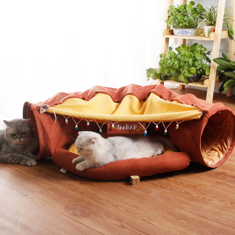 Túnel Plegable de Tela para Gatos