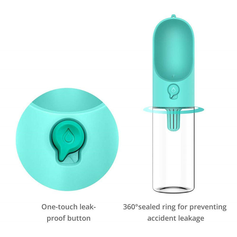 Botella de Agua Portátil para Perros y Gatos con Filtro — Dispensador de Viaje 400ml