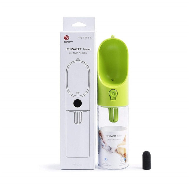 Botella de Agua Portátil para Perros y Gatos con Filtro — Dispensador de Viaje 400ml