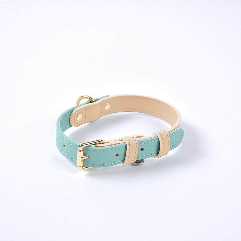 Conjunto Collar y Correa de Cuero Genuino para Perros y Gatos