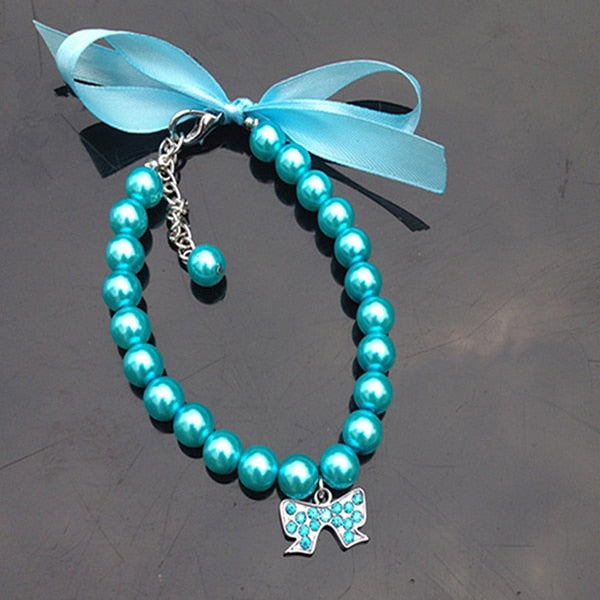 Collar de Perlas y Strass para Perros Pequeños