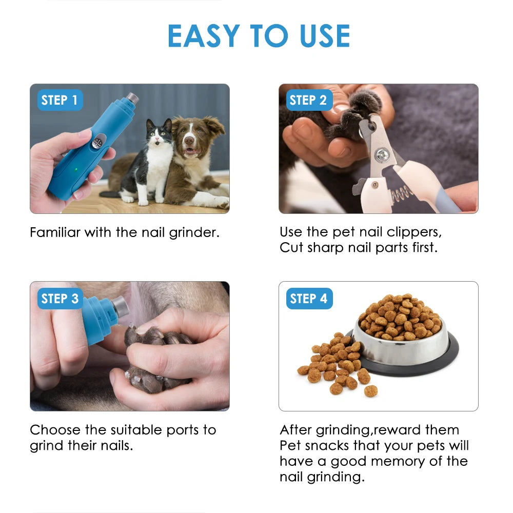 Afilador de Uñas Eléctrico Recargable USB para Perros y Gatos